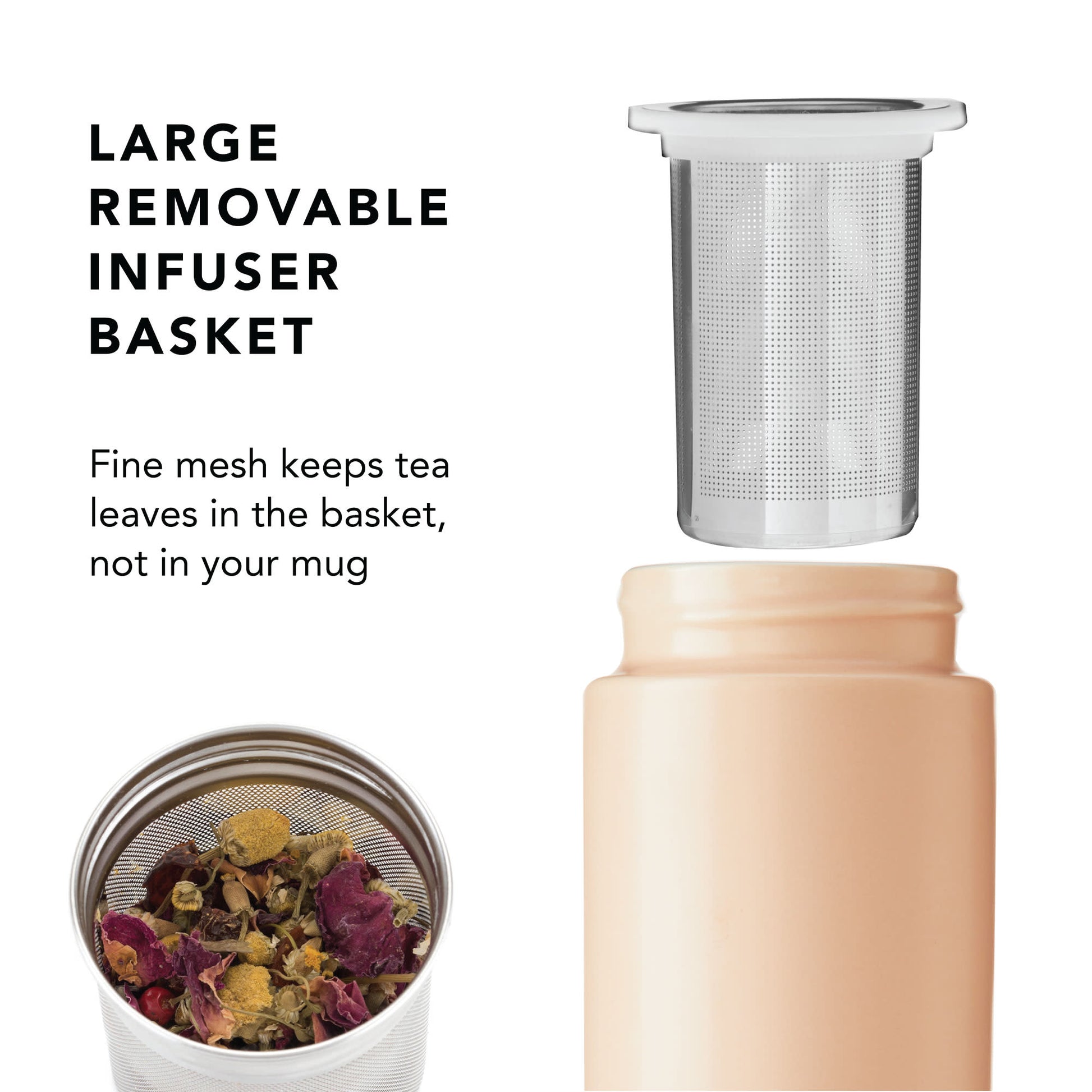 Pinky Up Tatyana Ceramic To-Go Infuser Mug in Coral