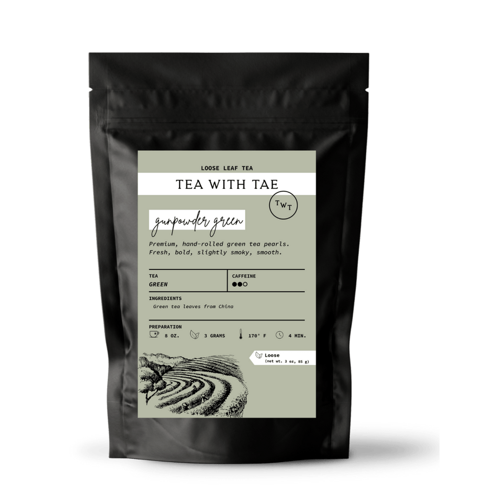 Tea with Tae Gunpowder Green Loose Leaf Tea Pouch (3oz or 1lbs)