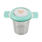 Pinky Up Erin Universal Tea Infuser in Turquoise, stainless steel and silicone, designed for standard mugs, 3″ W x 3″ D x 4″ H.