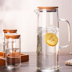 Tea + Linen Hand Blown Glass & Bamboo Pitcher & Cups