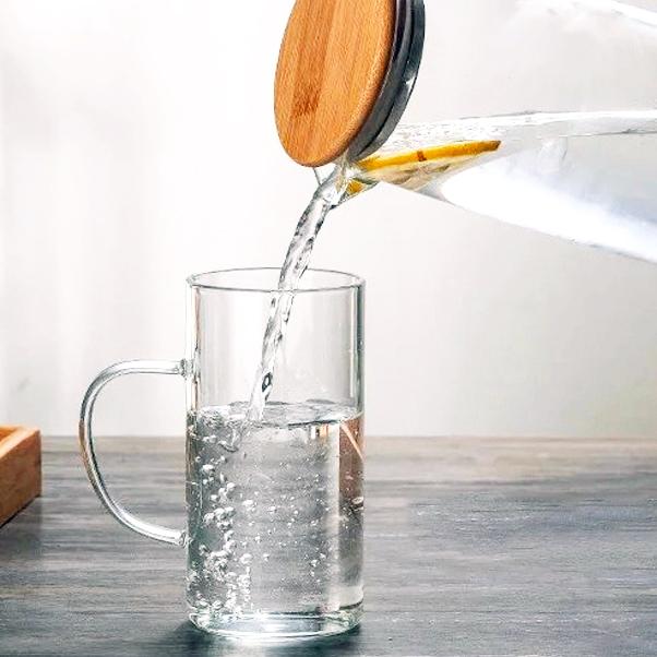 Tea + Linen Hand Blown Glass & Bamboo Pitcher & Cups