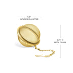 Pinky Up Small Tea Infuser Ball in Gold, a gold-colored tea infuser ball for steeping loose tea