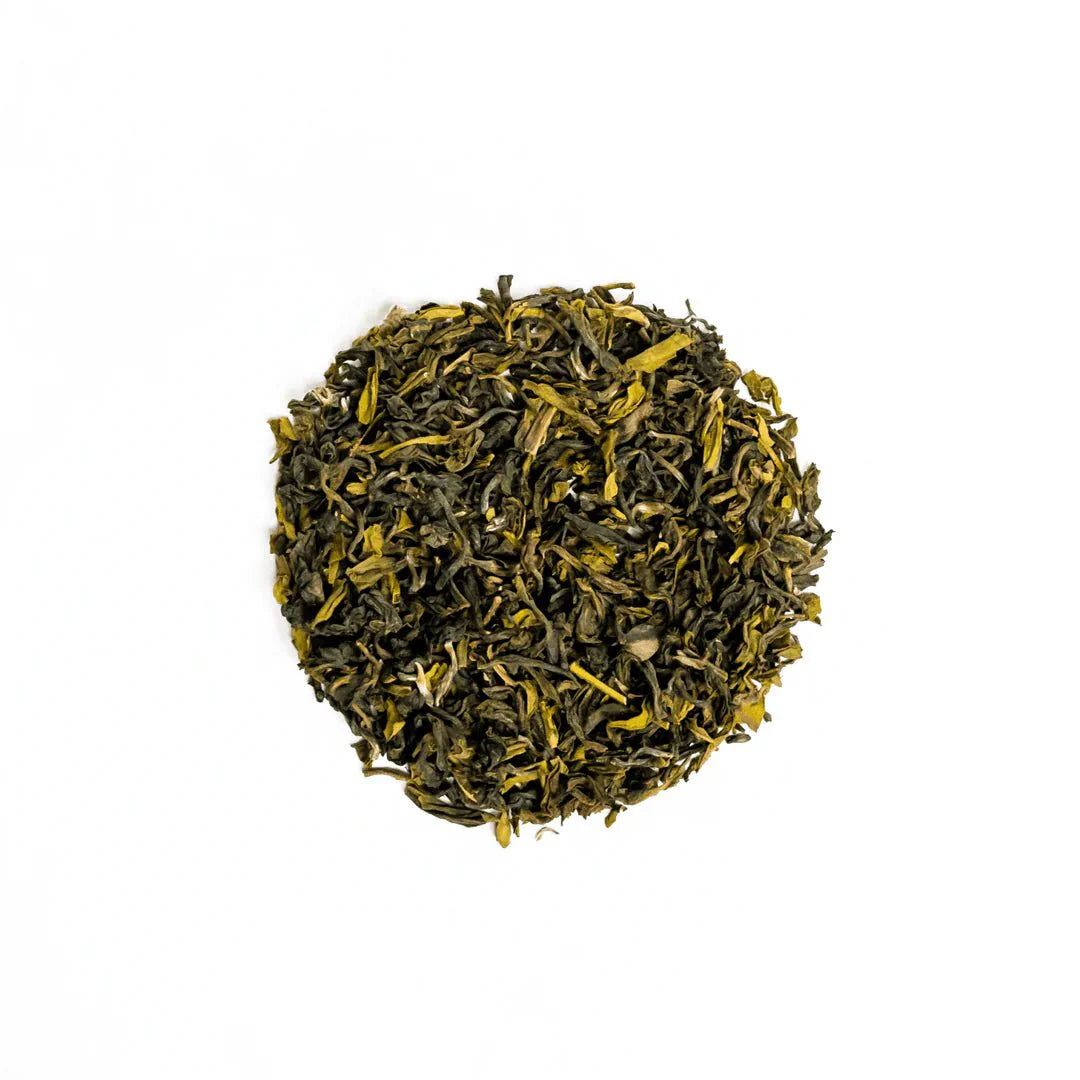 Himalayan Mist (Special Green Tea) - 15 Pyramid Tea Bags by Nepal Tea in a clear packaging showcasing the tea bags.
