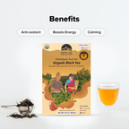 Himalayan Sunrise (Kanchanjangha Noir) tea leaves in a tea pot, by Nepal Tea, shown in product image.
