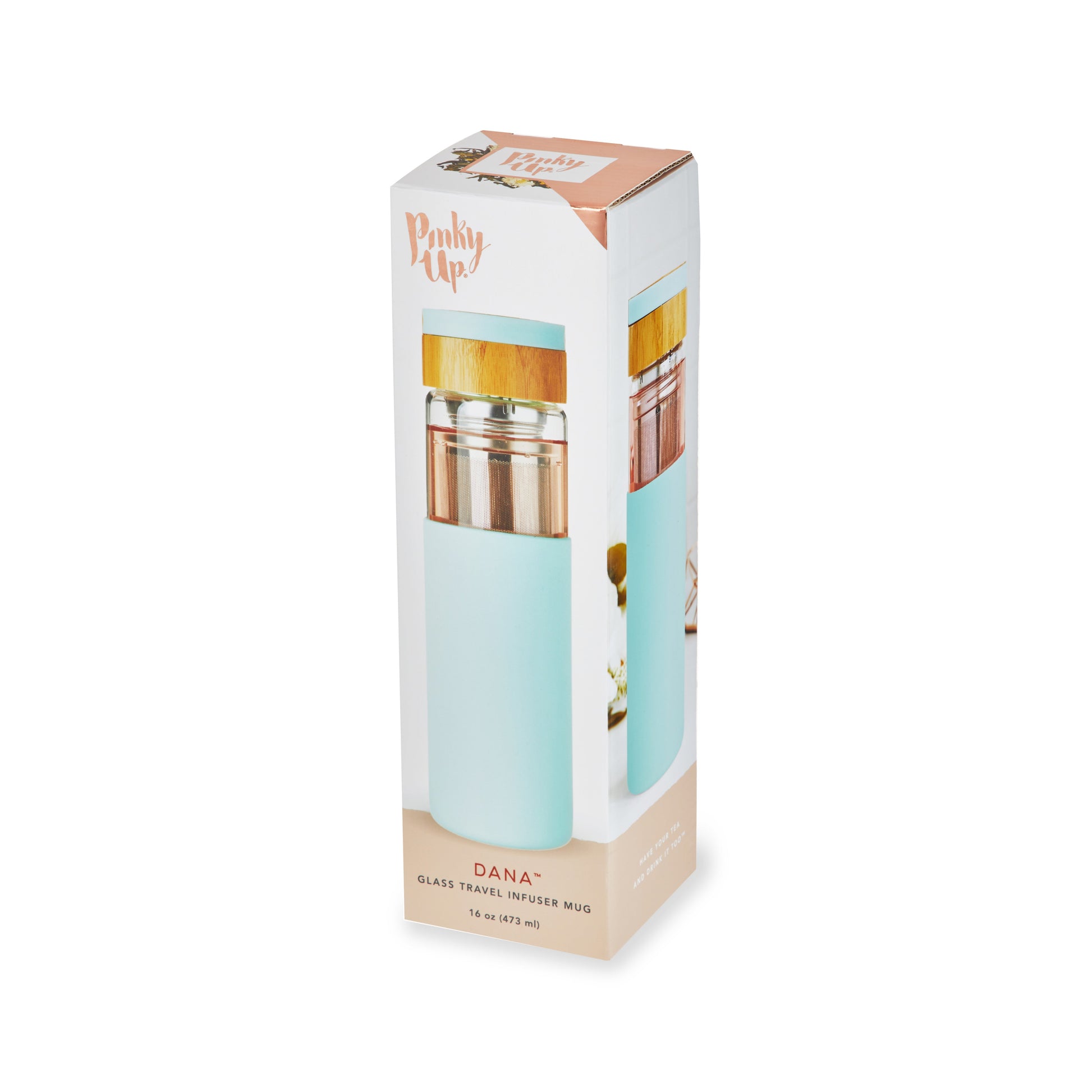 Pinky Up Dana Glass Travel Mug in Turquoise