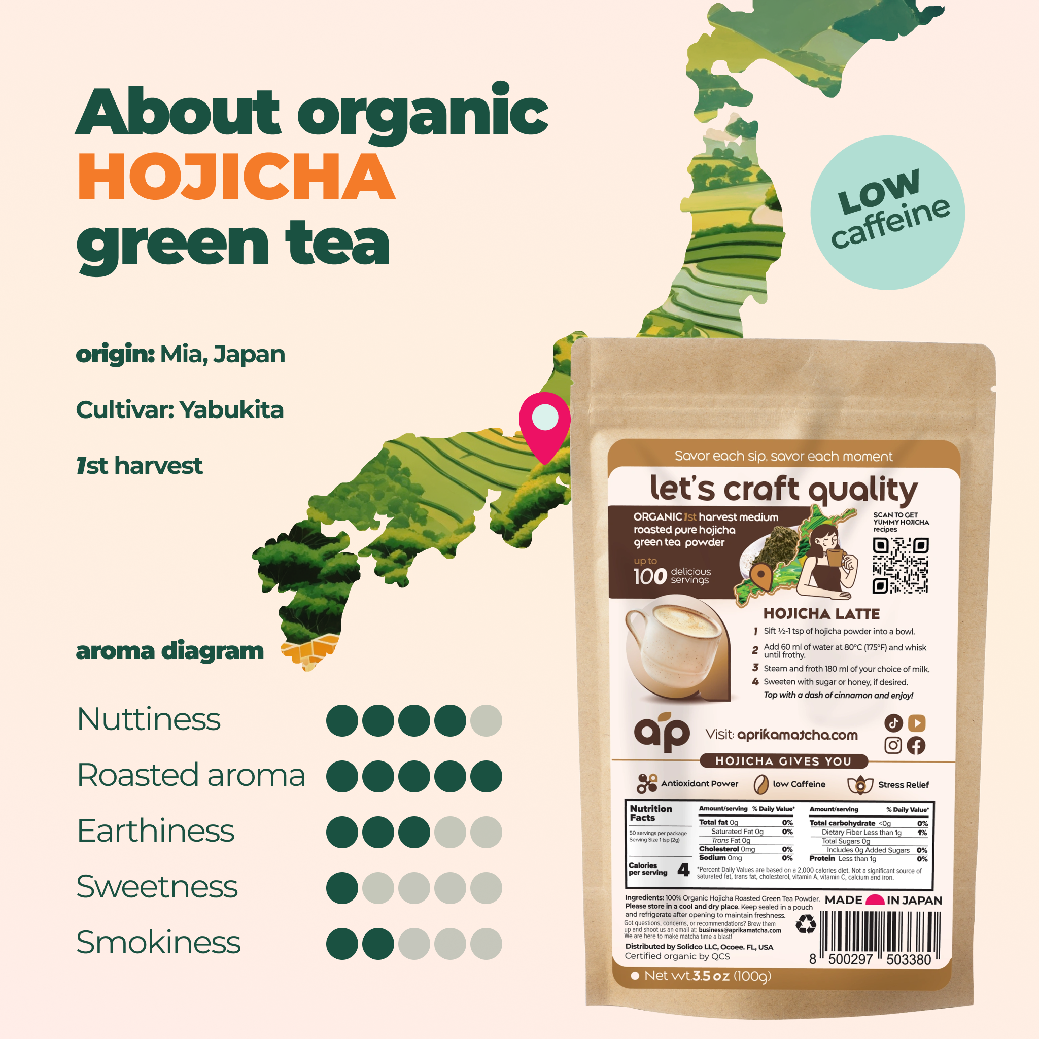 Aprika Life Hojicha Green Tea Powder