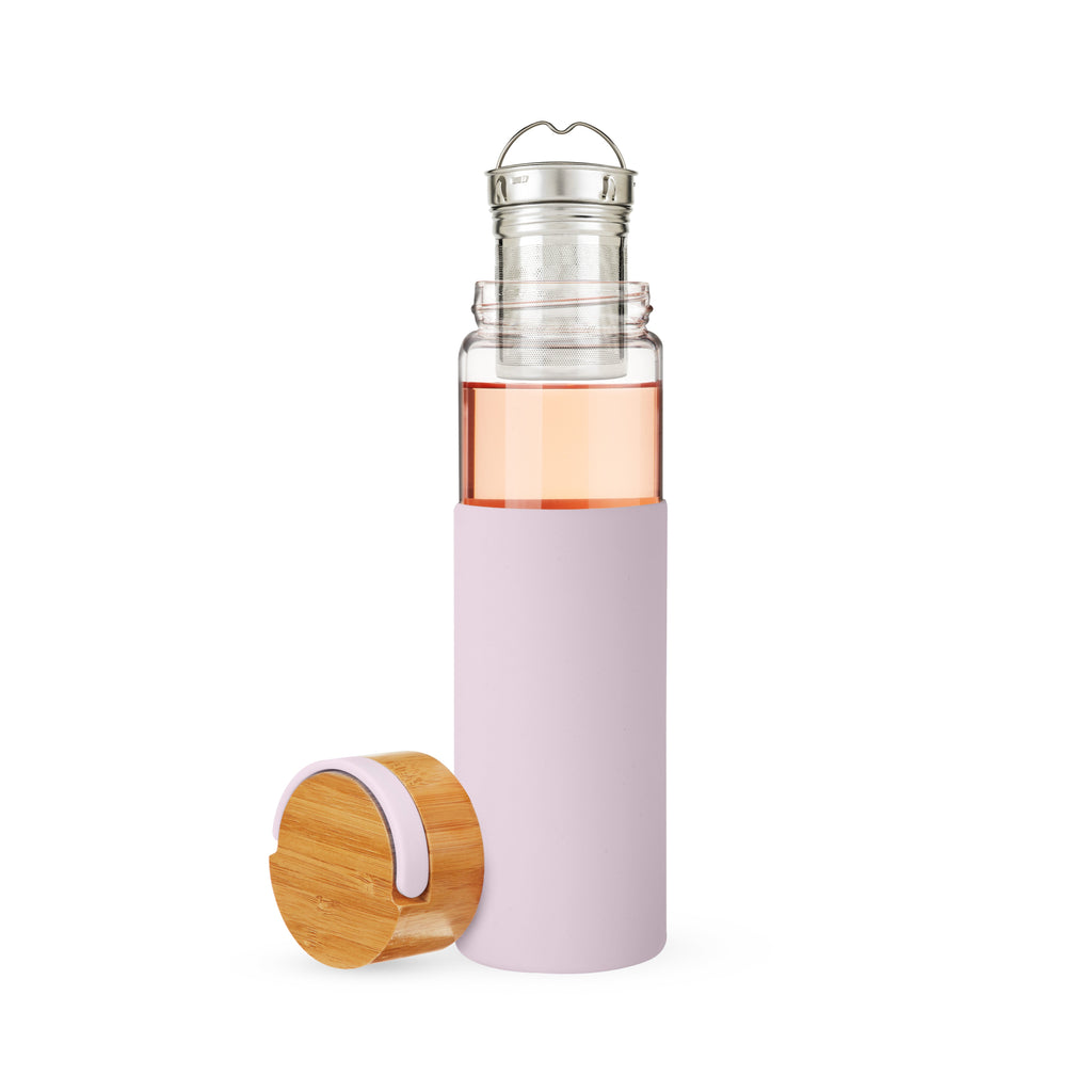 Pinky Up Dana Glass Travel Mug in Lavender showcasing a sleek design ideal for on-the-go beverages