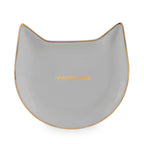 Pinky Up Pawsome Ceramic Tea Tray in Gray, a versatile tray for tea bags or trinkets, crafted from high-quality ceramic.