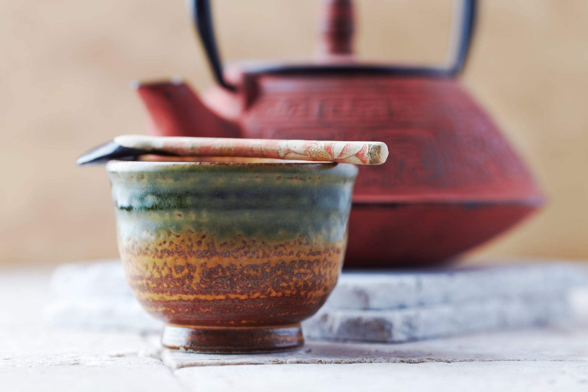 Inoue Tea Irabo Brown Mino-yaki Yunomi - Japanese Sencha Teacup