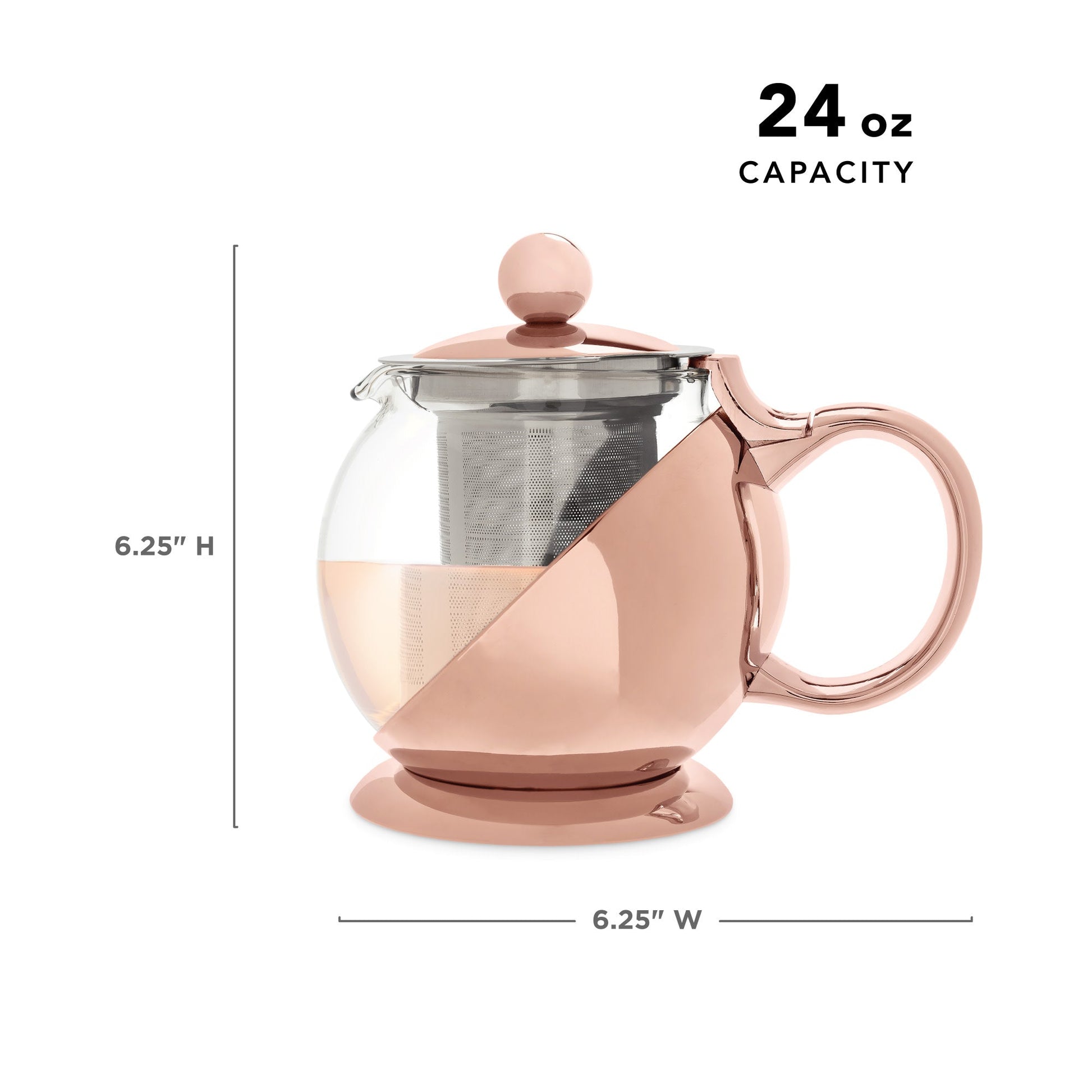 Pinky Up Shelby Glass and Rose Gold Wrapped Teapot