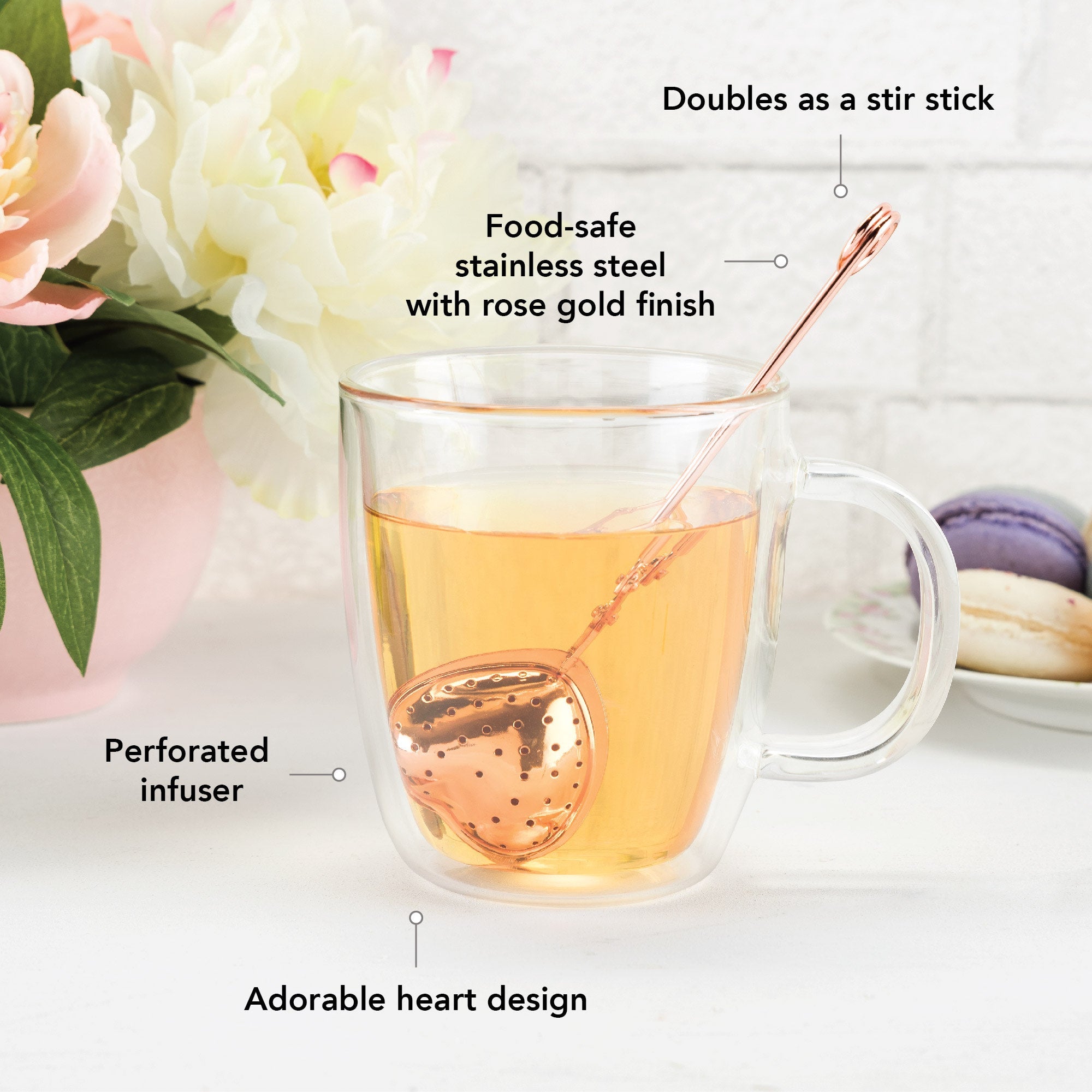 Pinky Up Rose Gold Heart Tea Infuser