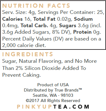 Pinky Up Coconut Sugar in a clear package, showcasing the natural brown sugar crystals