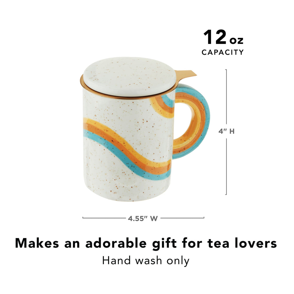 Pinky Up Everlee Infuser Mug with Lid, a pink ceramic mug featuring a built-in infuser and a matching lid.