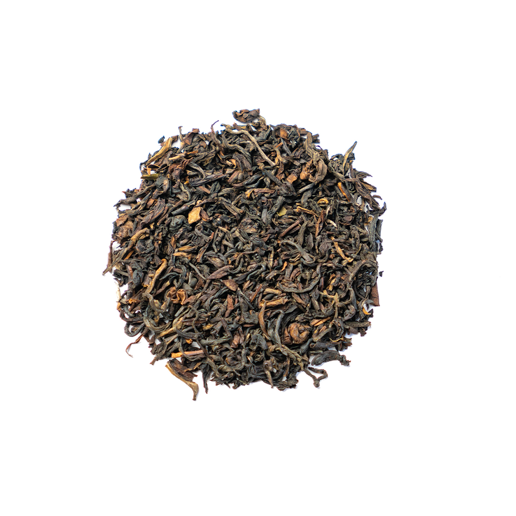 Himalayan Sunrise (Kanchanjangha Noir) tea leaves from Nepal Tea, displayed in a close-up view