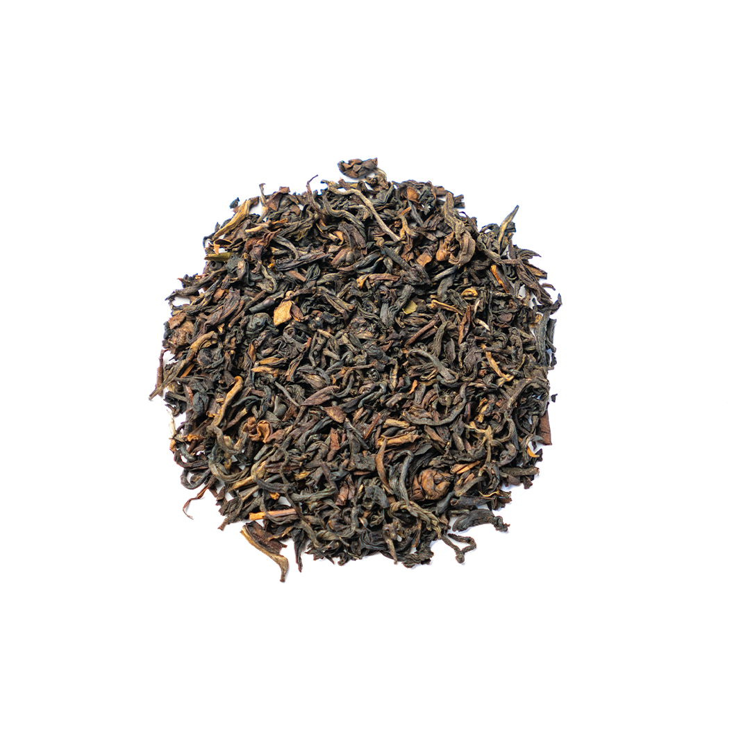 Himalayan Sunrise (Kanchanjangha Noir) tea leaves from Nepal Tea, displayed in a close-up view