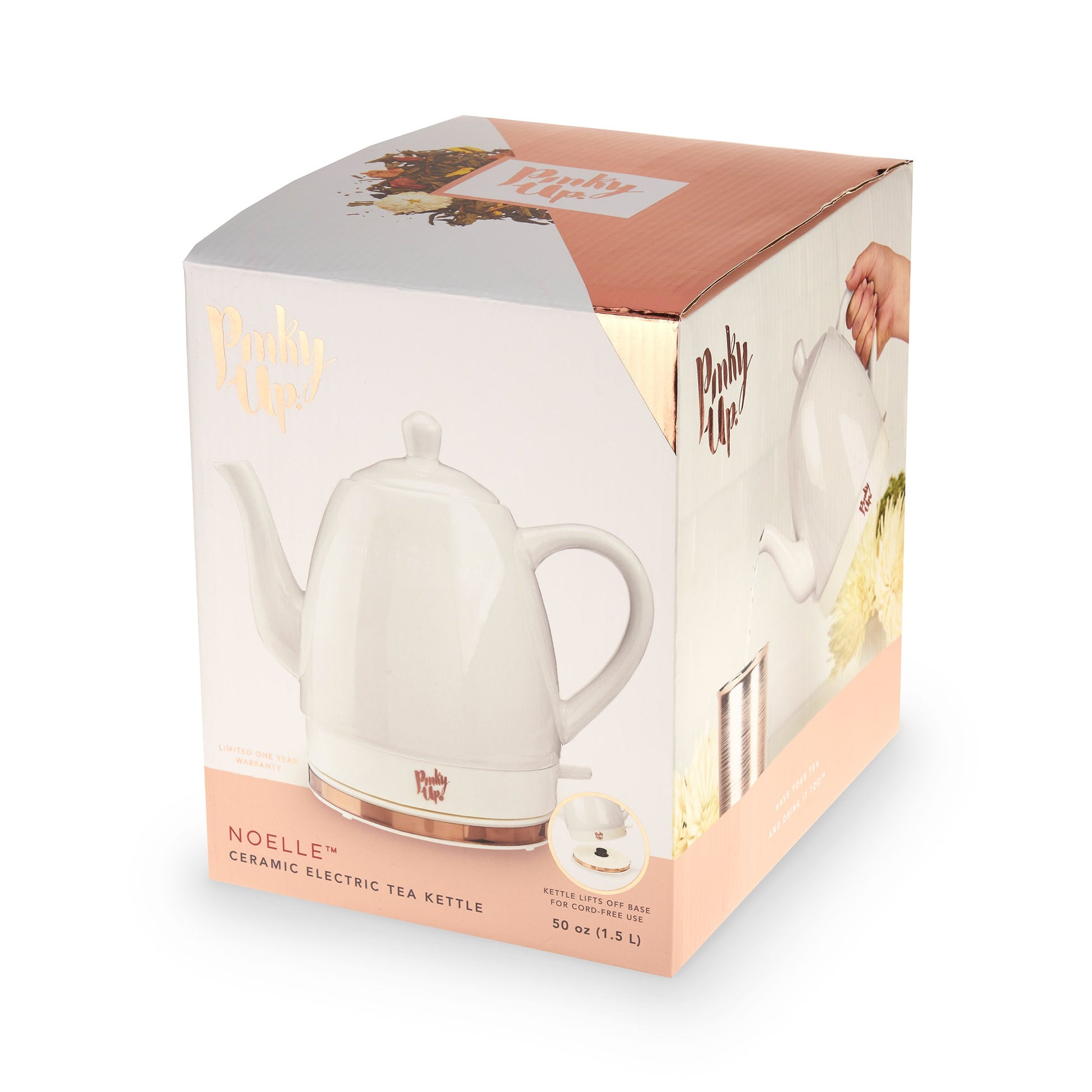 Pinky Up Noelle Ceramic Electric Tea Kettle in Grey