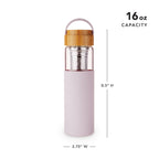 Pinky Up Dana Glass Travel Mug in Lavender, a clear glass travel mug with a lavender lid, designed for on-the-go beverages.