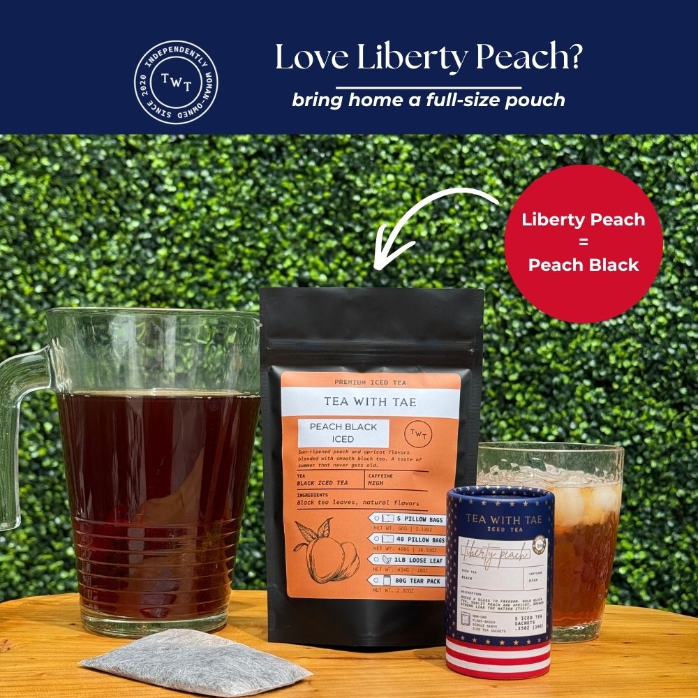 Tea with Tae Liberty Peach Iced Mini Tea Tube (5 iced sachets) Black Tea