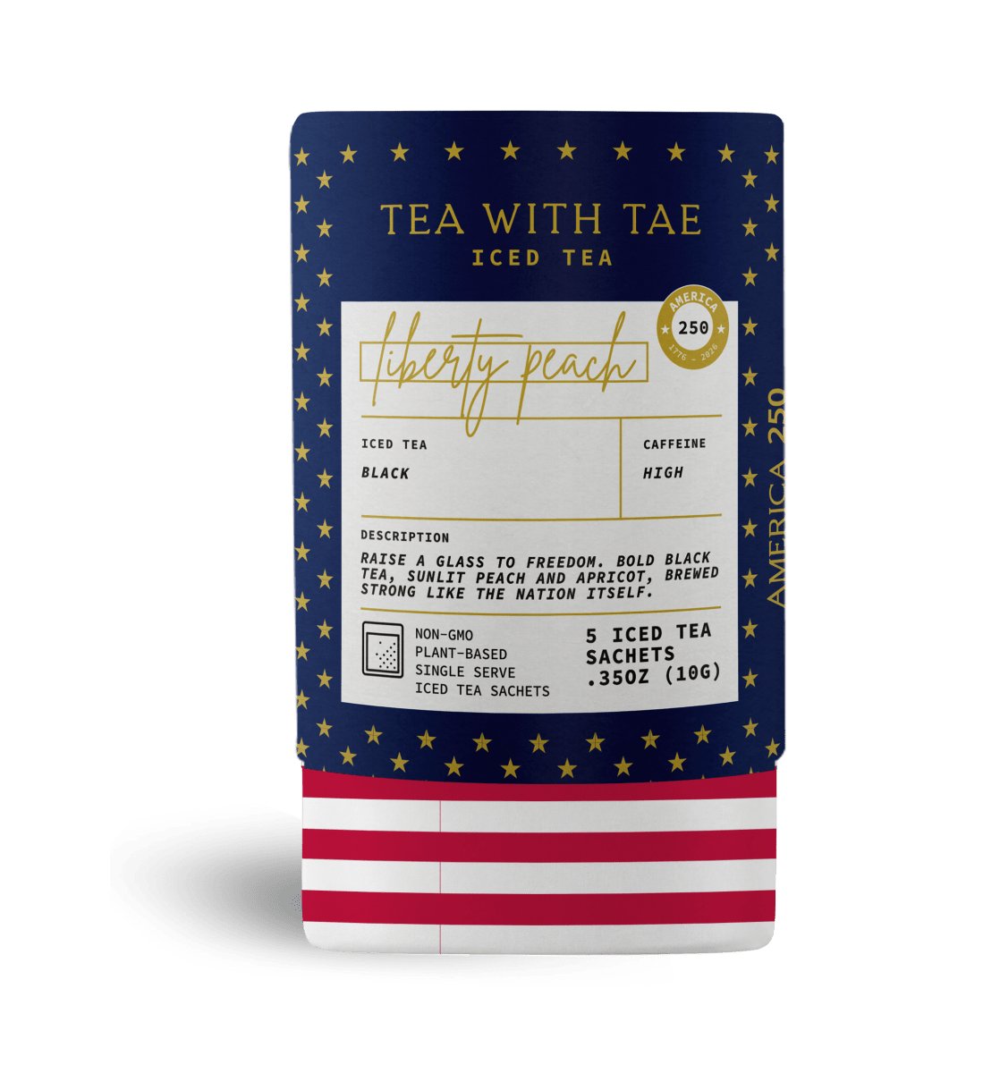 Tea with Tae Liberty Peach Iced Mini Tea Tube (5 iced sachets) Black Tea