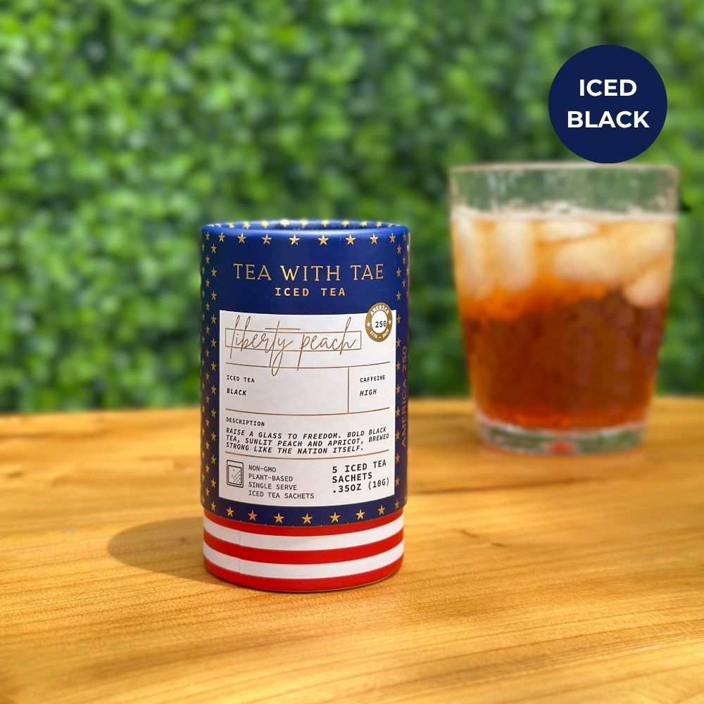 Tea with Tae Liberty Peach Iced Mini Tea Tube (5 iced sachets) Black Tea