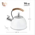 Pinky Up Presley White Tea Kettle in white, featuring a modern design and stylish handle, perfect for brewing tea.