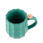 Pinky Up Cactus Mug, a ceramic mug with metallic details, 12 fl oz capacity, featuring a 3D flower handle detail.