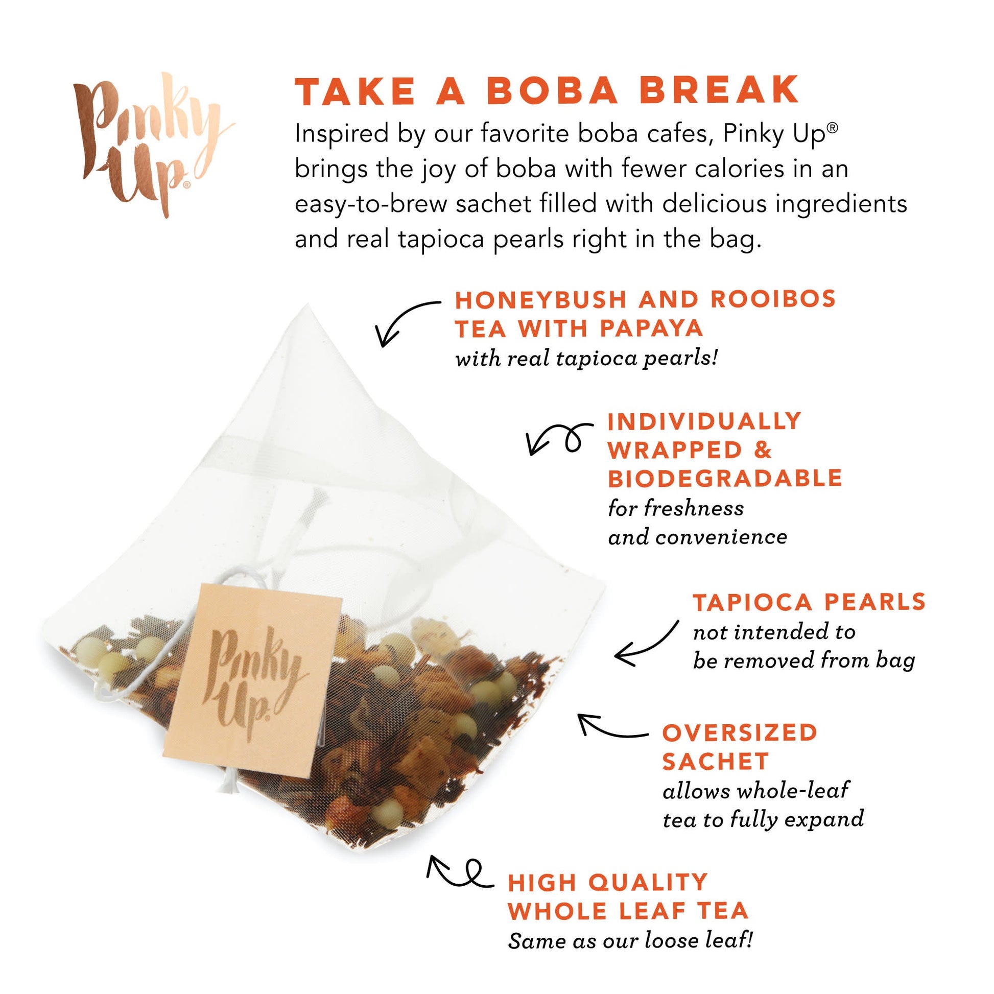 Pinky Up Mango Guava Boba Tea Sachets