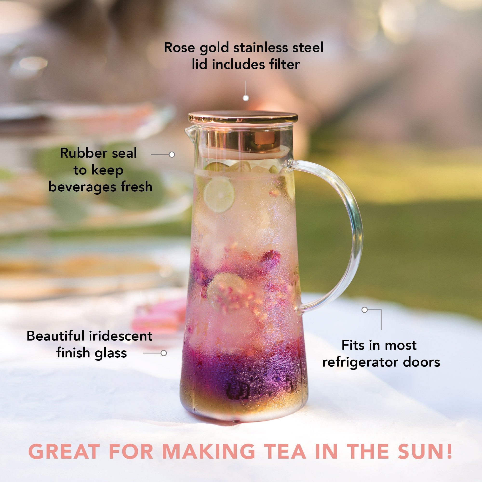 Pinky Up Charlie Iridescent Glass Iced Tea Carafe