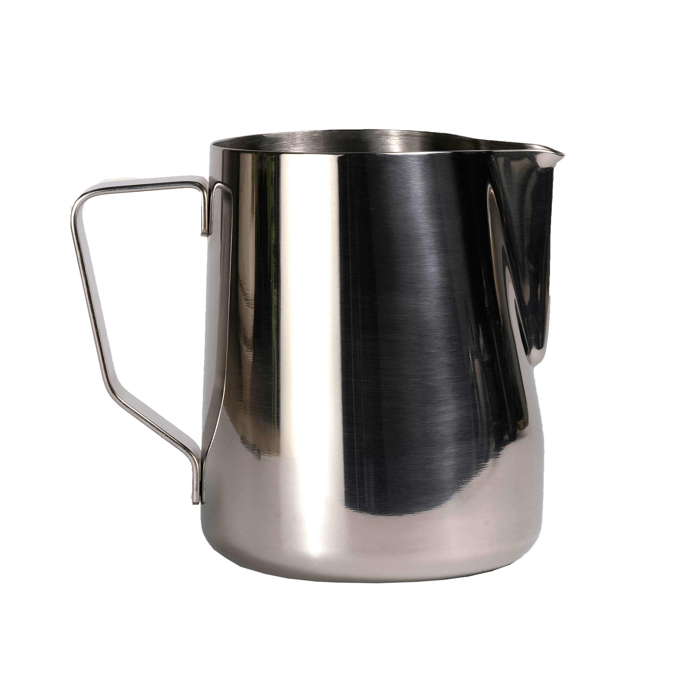 Stainless Steel Milk Jug by Somage USA, a durable jug for making lattes, chocolates, and chais, shown in the image.
