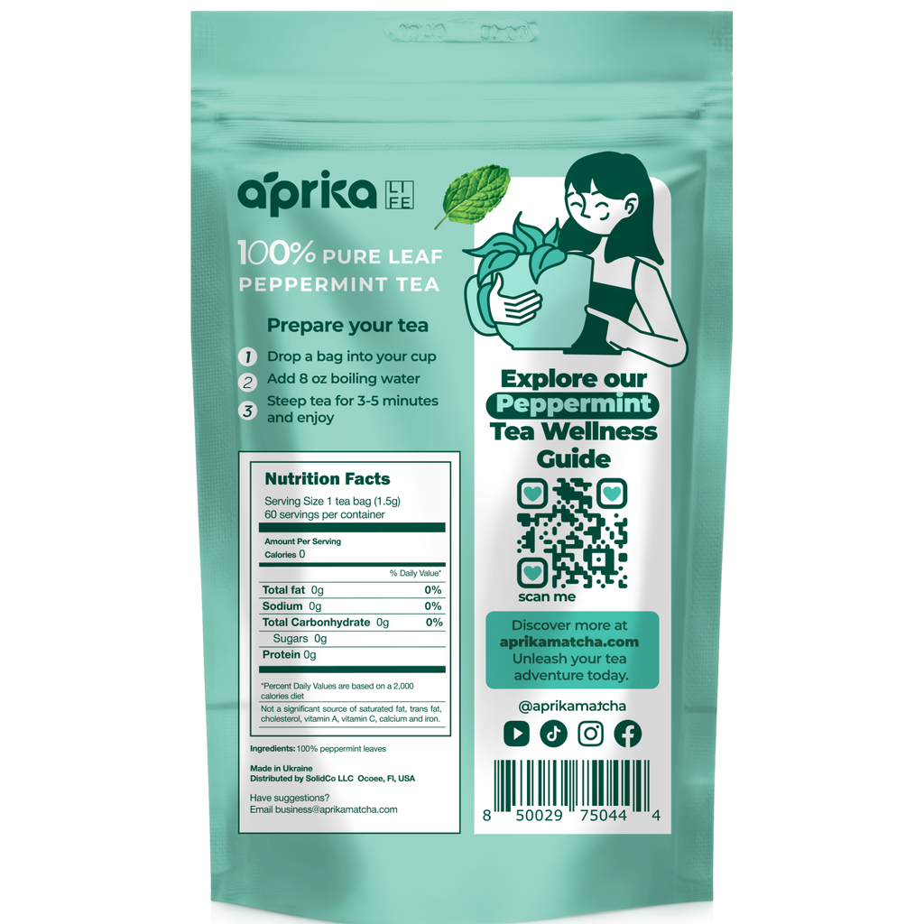 Aprika Life 100% Pure Peppermint Herbal Tea, 60 Bags