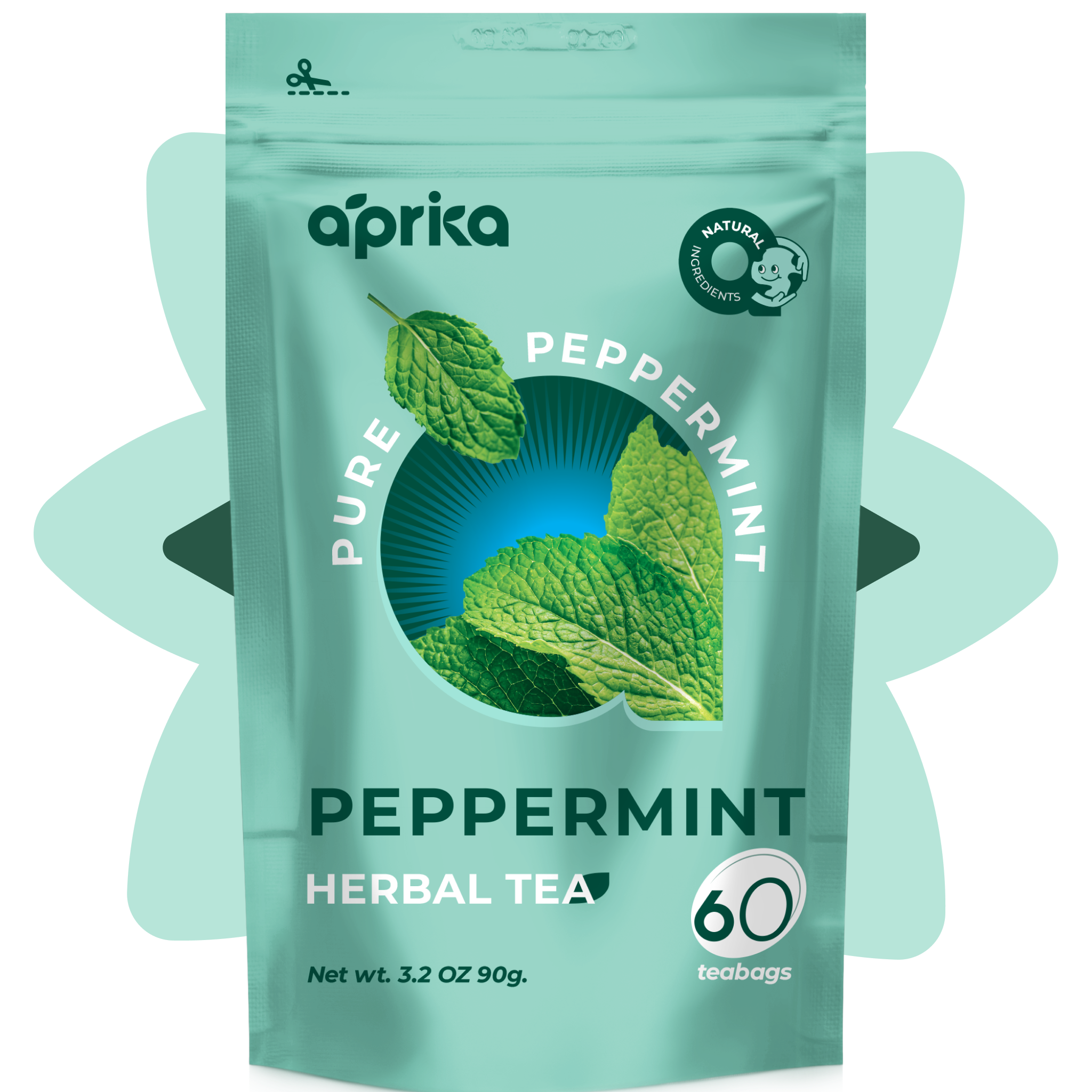 Aprika Life 100% Pure Peppermint Herbal Tea, 60 Bags