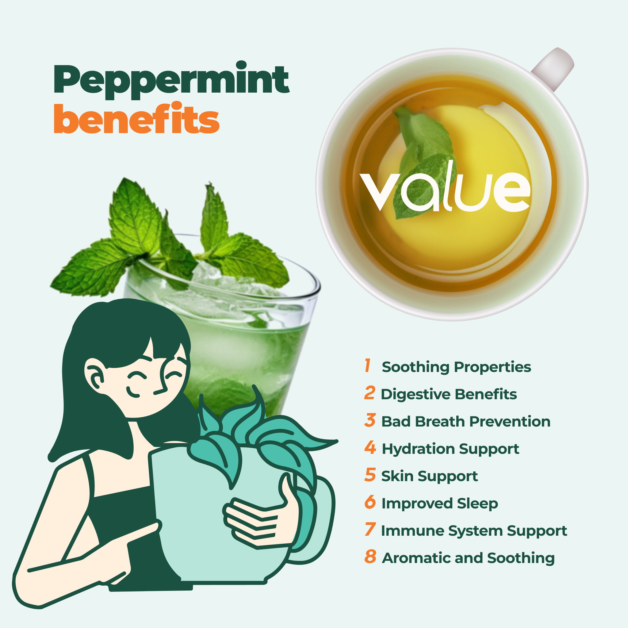 Aprika Life 100% Pure Peppermint Herbal Tea, 60 Bags