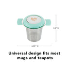 Pinky Up Erin Universal Tea Infuser in Turquoise shown in a product image, designed for easy steeping of loose leaf tea.