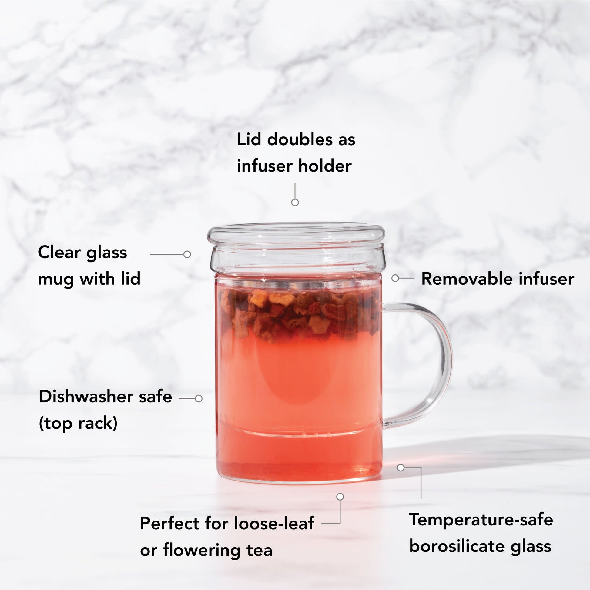 Pinky Up Blake Glass Tea Infuser Mug