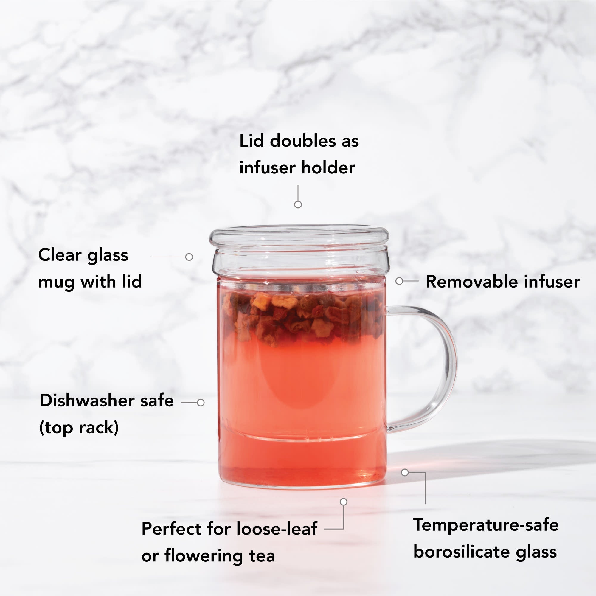 Pinky Up Blake Glass Tea Infuser Mug