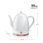 Pinky Up Noelle Ceramic Electric Tea Kettle in Grey, featuring a sleek design and modern functionality, ideal for tea preparation.