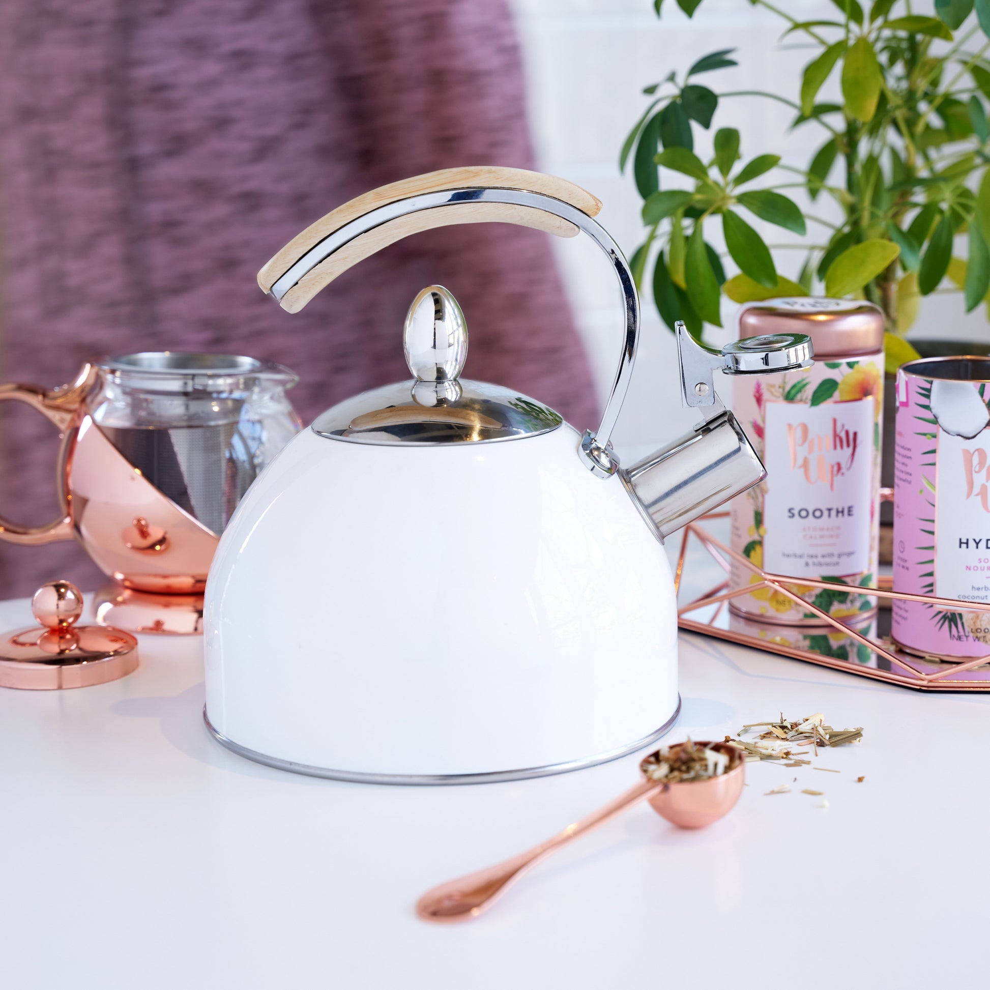 Pinky Up Presley White Tea Kettle