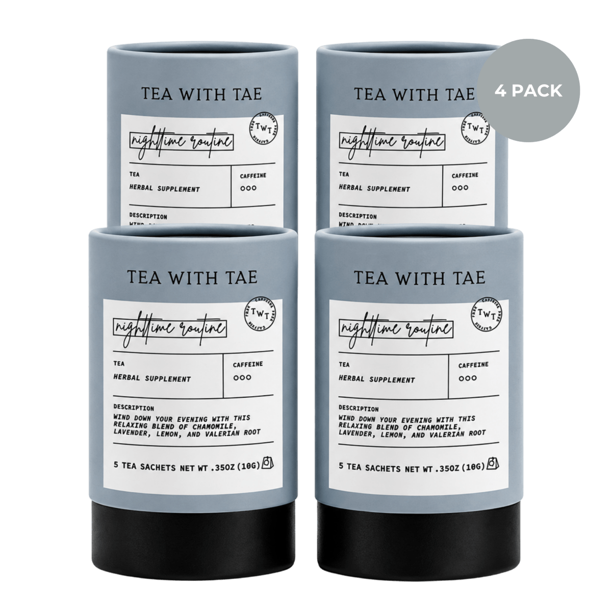 Tea with Tae Nighttime Routine Mini Tea Tube (5 tea bags) Herbal Tea