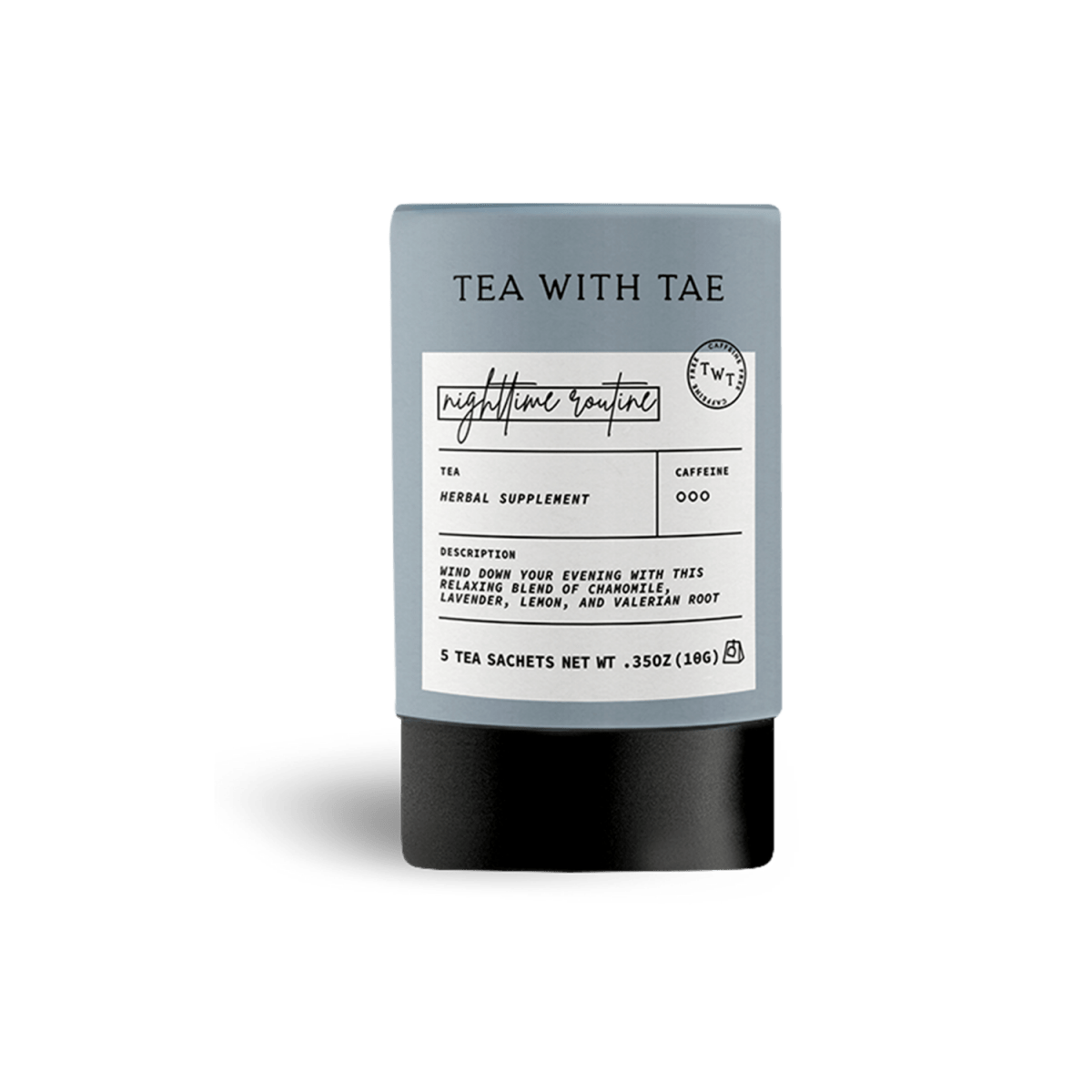 Tea with Tae Nighttime Routine Mini Tea Tube (5 tea bags) Herbal Tea