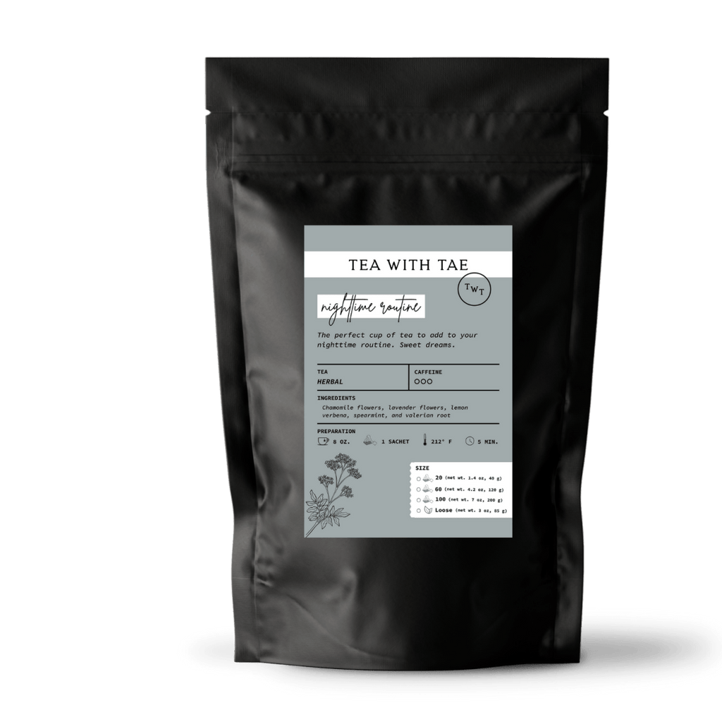 Tea with Tae Nighttime Routine Pouch by Tea with Tae, featuring a compact pouch designed for evening relaxation.