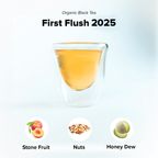 First Flush Black Tea by Nepal Tea, showcasing loose black tea leaves in a natural setting