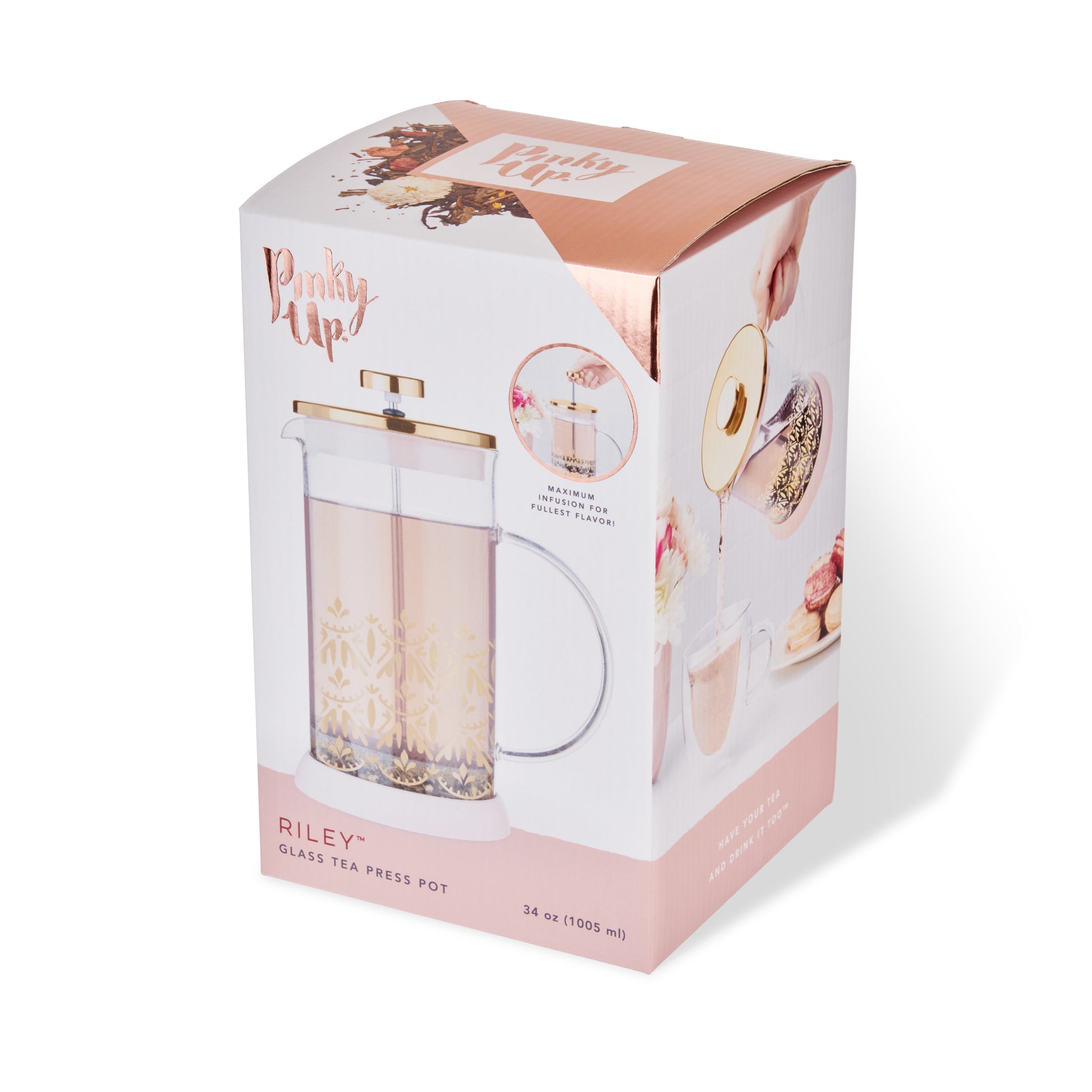Pinky Up Riley Casablanca Glass Tea Press Pot