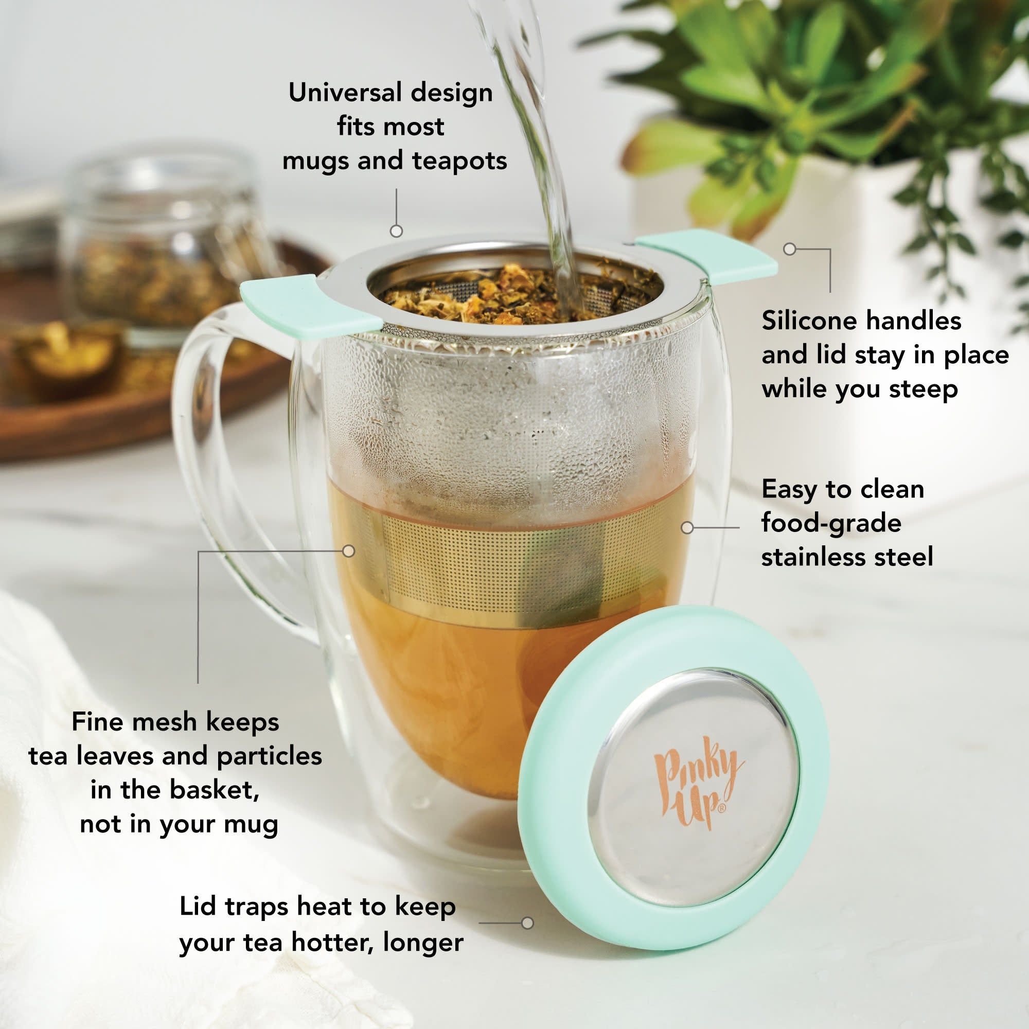 Pinky Up Erin Universal Tea Infuser in Turquoise
