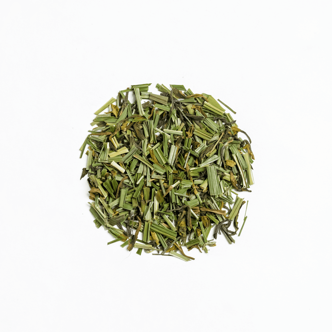 Organic Lemongrass by Nepal Tea, a bundle of fresh lemongrass stalks displayed against a neutral background.