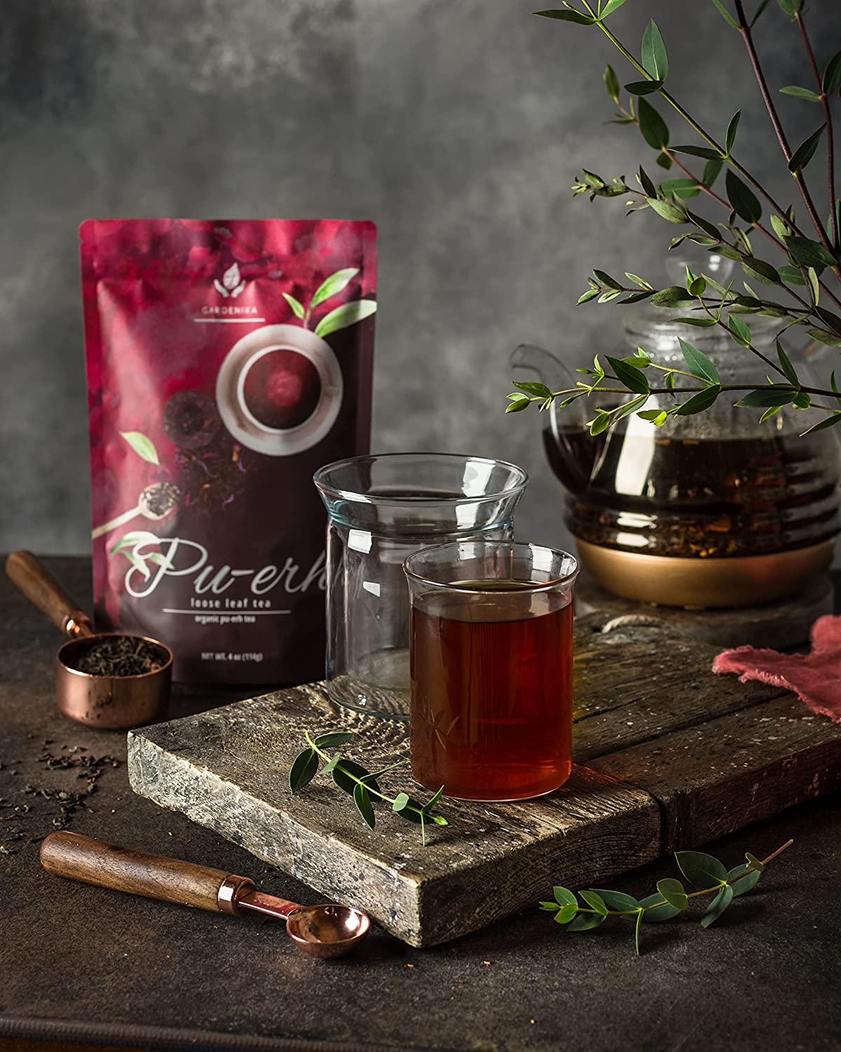 Gardenika Puerh Tea, Loose Leaf, USDA Organic, Chinese Black, 55+ Cups – 4 Oz (113g)