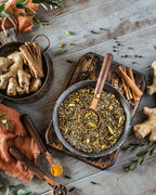 Gardenika Turmeric Ginger Tulsi Chai Loose Tea, Ayurvedic Anti-Inflammatory Blend - Caffeine Free - 55+ Cups - USDA Organic & Kosher - 4 oz (113g)