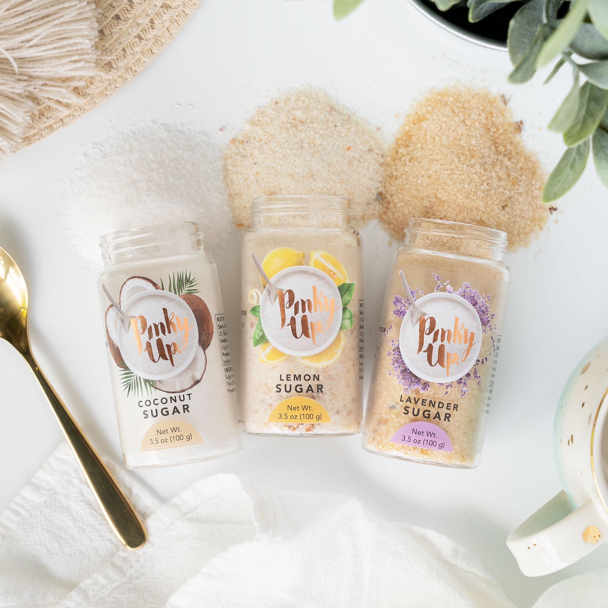 Pinky Up Coconut Sugar in a clear bag, showcasing the brown sugar granules, by vendor Pinky Up