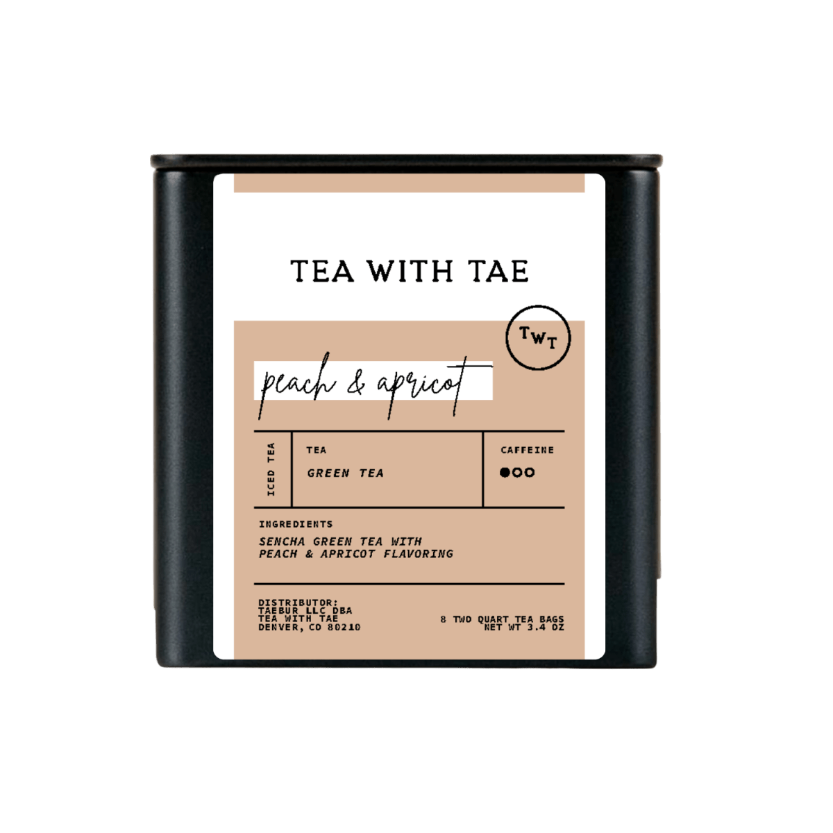 Tea with Tae Peach & Apricot Iced Tea Tin Gift (8 pillow bags)