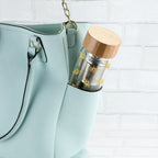 Pinky Up Blair Bee Glass Travel Infuser Mug with a bee design, perfect for brewing tea on the go