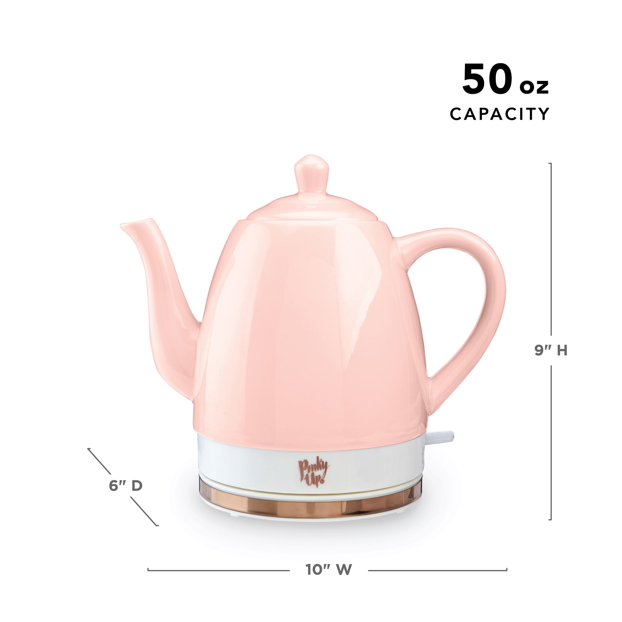 Pinky Up Noelle™ Pink Ceramic Electric Tea Kettle